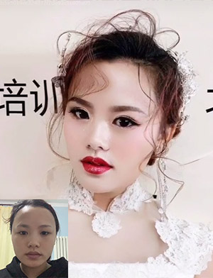 时尚复古新娘妆前妆后